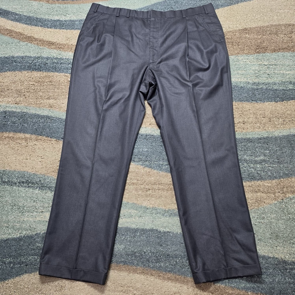 Oxxford Clothes Dress Pants Mens Black Flat Front Straight Leg Trousers